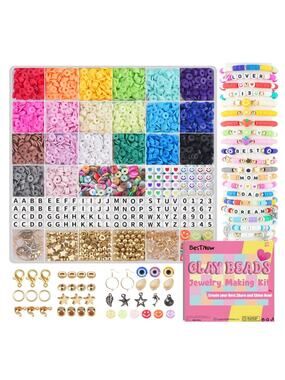 Clay Beads Bracelet Necklace Making Kit 5000 Pcs Flat Polymer Heishi Beads